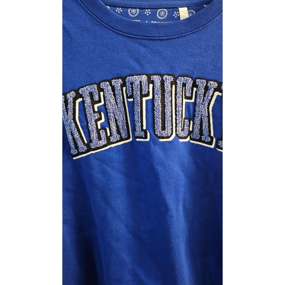 NWT Three Square Kentucky Wildcats Blue Chenille Patch Thumbhole Sweatshirt 2XL